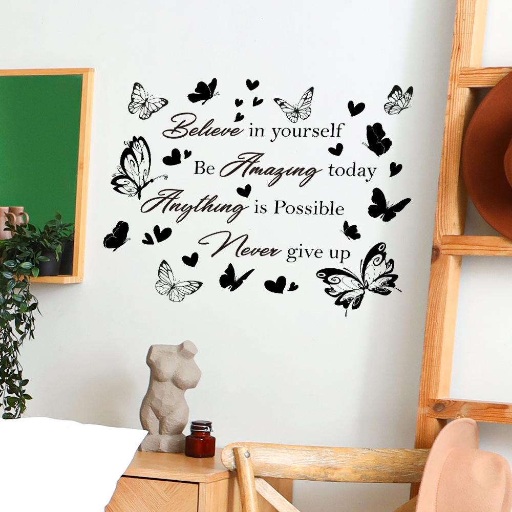 WZ9022 Slogan englezesc Fluture Dragoste Dormitor Sufragerie Studiu Înfrumusețare Acasă Decorare Autocolant de perete