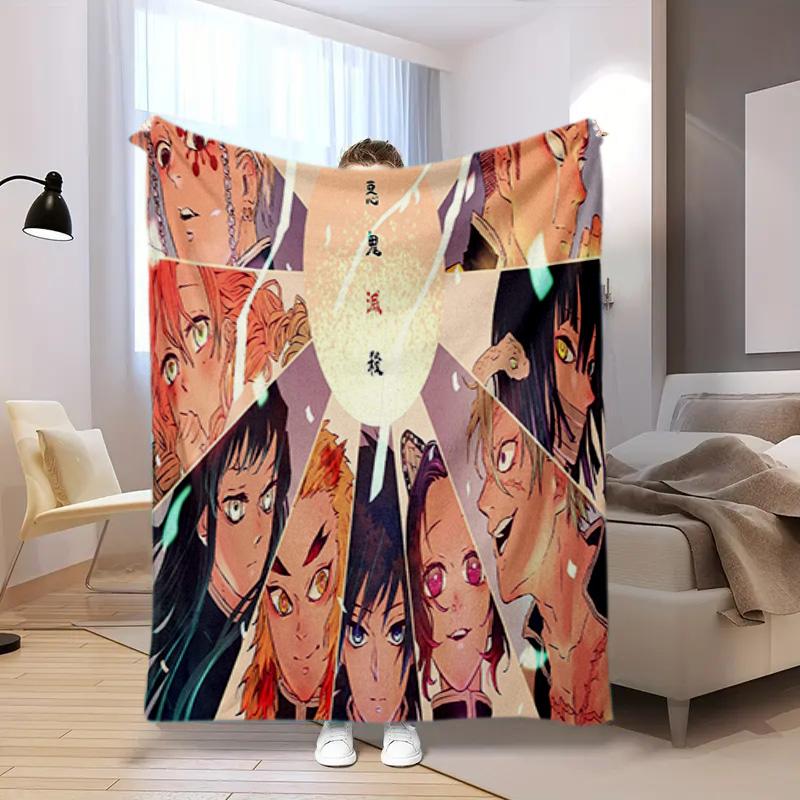 Japanese manga artist Koyoharu Gotouge's Demon Slayer blanket Soft and portable four season home bed, office travel, lunch break, warm blanket K24