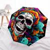 1pc Colorful Skull Design Pattern Beautiful Looking Automatic Folding Umbrella, 3 Folding, 8 Iron Frame Design, Durable and Suitable for Travel a