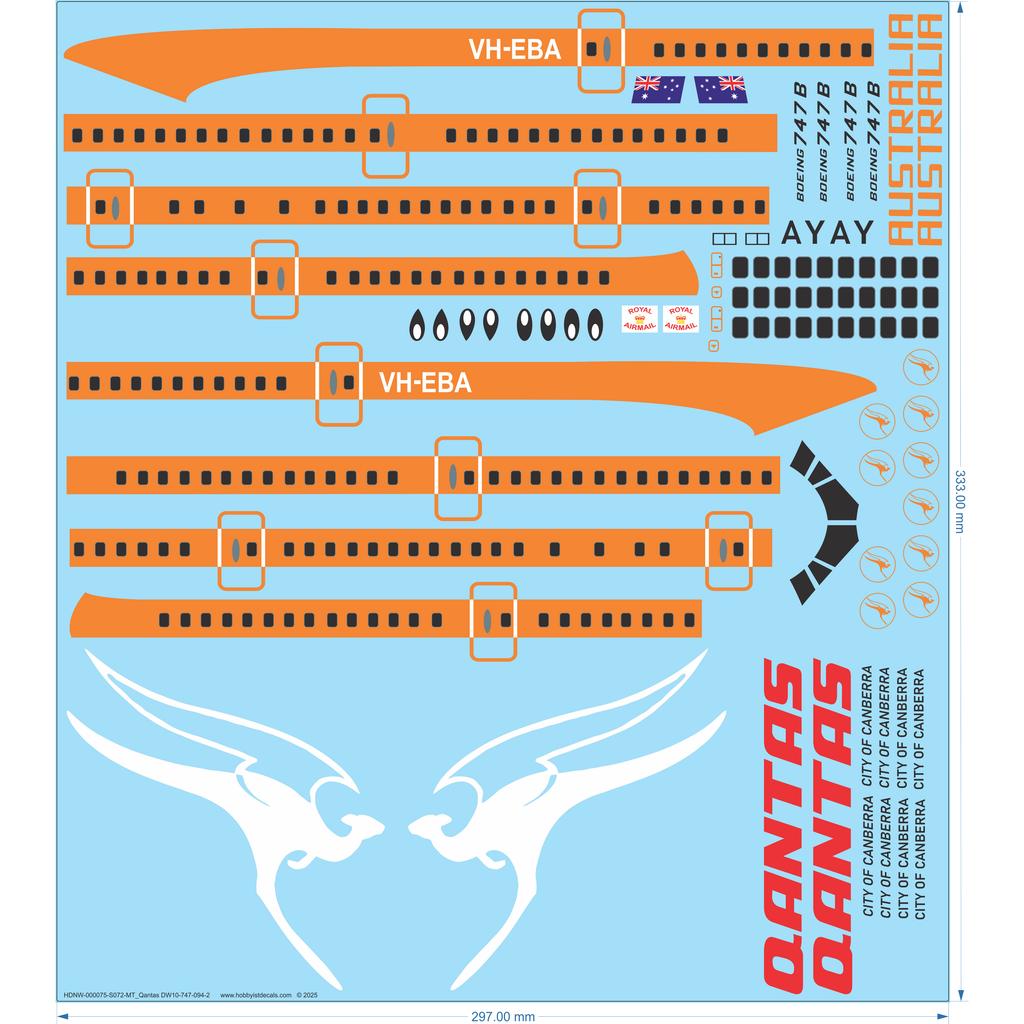 Qantas DW10-747-094-2 - 1/72 - Water Decal