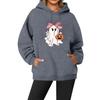 Women's Casual Fashion Solid Color Rugby Print Long Sleeve Hooded Sweatshirt Top