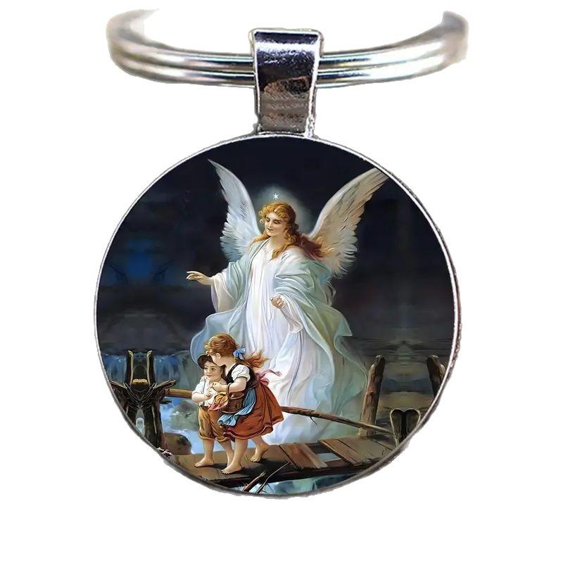 

Saint Alloy Round Keychain Anniversary Gift Ornament One Size белый