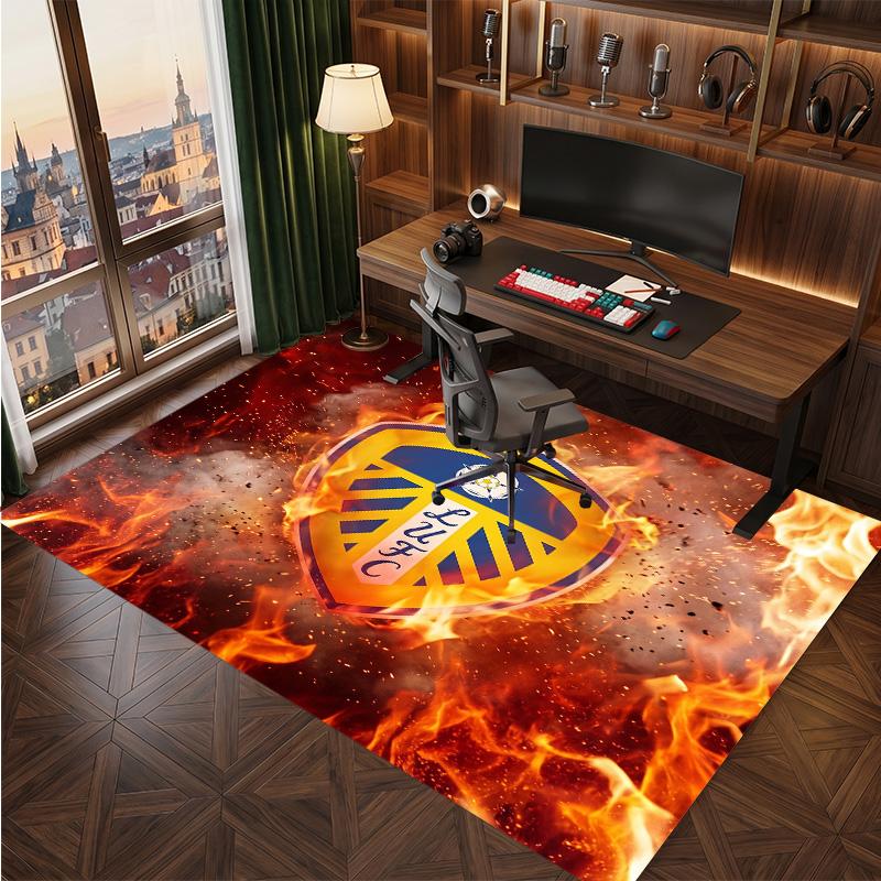 Tappeto in Velluto di Cristallo con Stampa del Leeds United Football, Comodo Assorbente d'Acqua Antiscivolo Tappeto per Pavimenti Interni