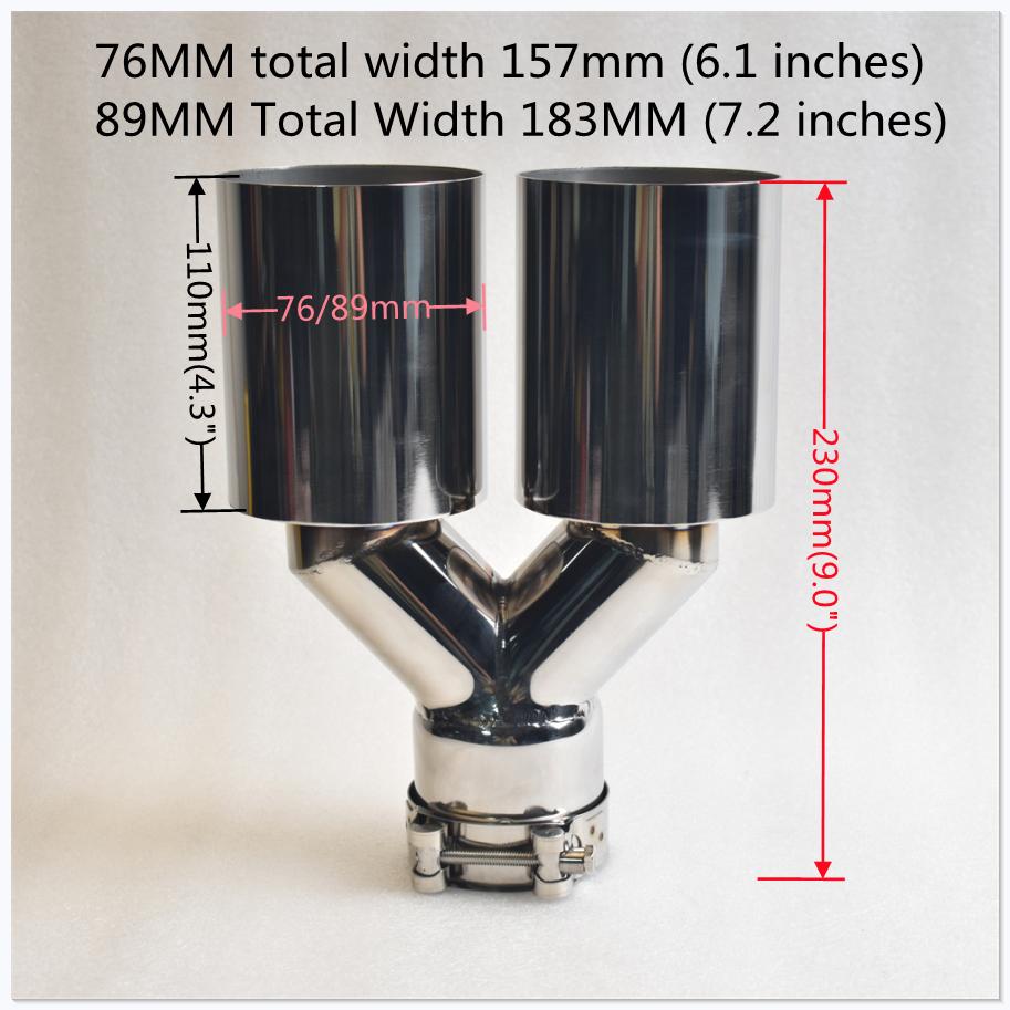 Dual Exhaust Tip 2.5 Inch Inlet To 3.5" Outlet 10" Length Exhaust Tailpipe Tip, 304 Stainless Steel Double Layer Staggered