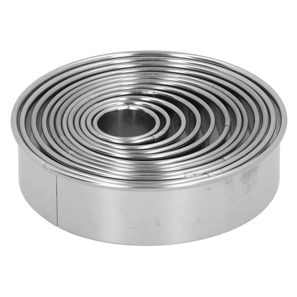 12Pcs Round Cutting Die Stainless Steel Circle Hollow Punching Cutting Mold for Dough Clay