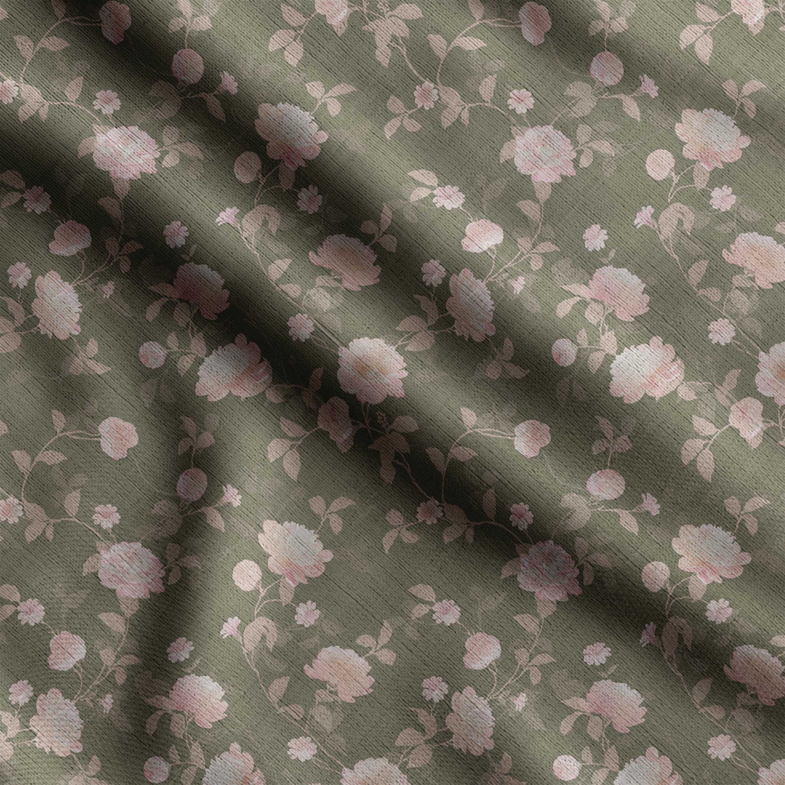 

Soimoi Квітковий принт, бавовняний батист, стьобана тканина, що продається у дворі, шириною 42 дюйми, бавовняна тканина середньої щільності, швейні приналежності, аква 42 Inch Wide - Cotton Cambric оливковий колір