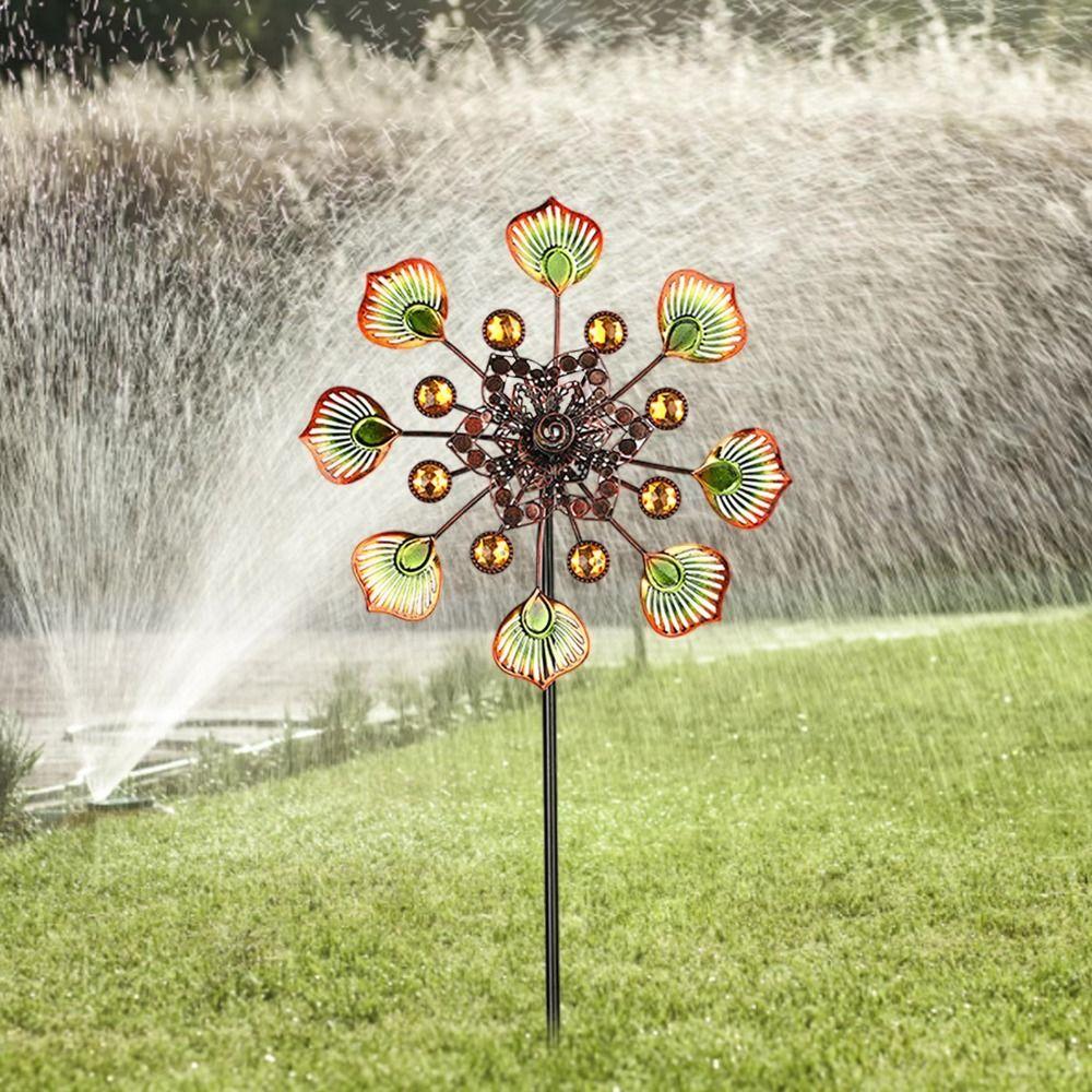 Removable Wind Collectors Rotator Iron Art Metal Windmill Gardening Plug  Courtyard