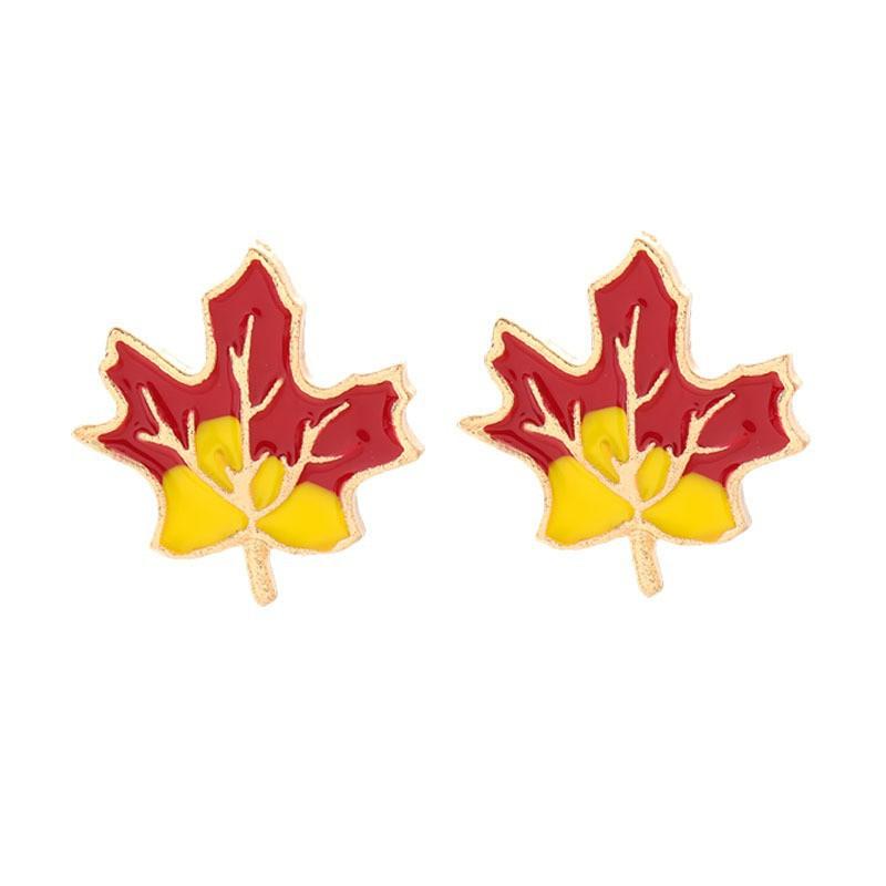 Thanksgiving Cartoon Oil Drip Sunflower Pumpkin Maple Leaf Set Stud Earrings Personalized Earrings