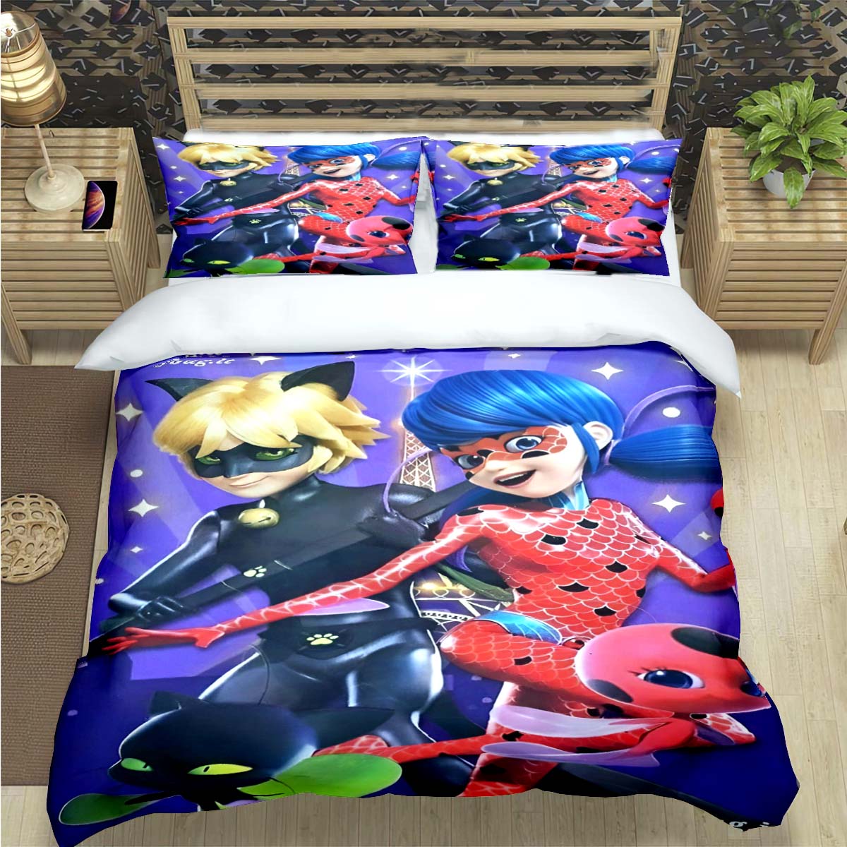 

Comforter Classic Cartoon Cat Print Bedding Sets Bed Supplies Set Comforter Set Teens Girls Cartoon M-Miraculous Twin Single Kid Gift Comforter (quilt)-EU Single(135*200cm)3pcs