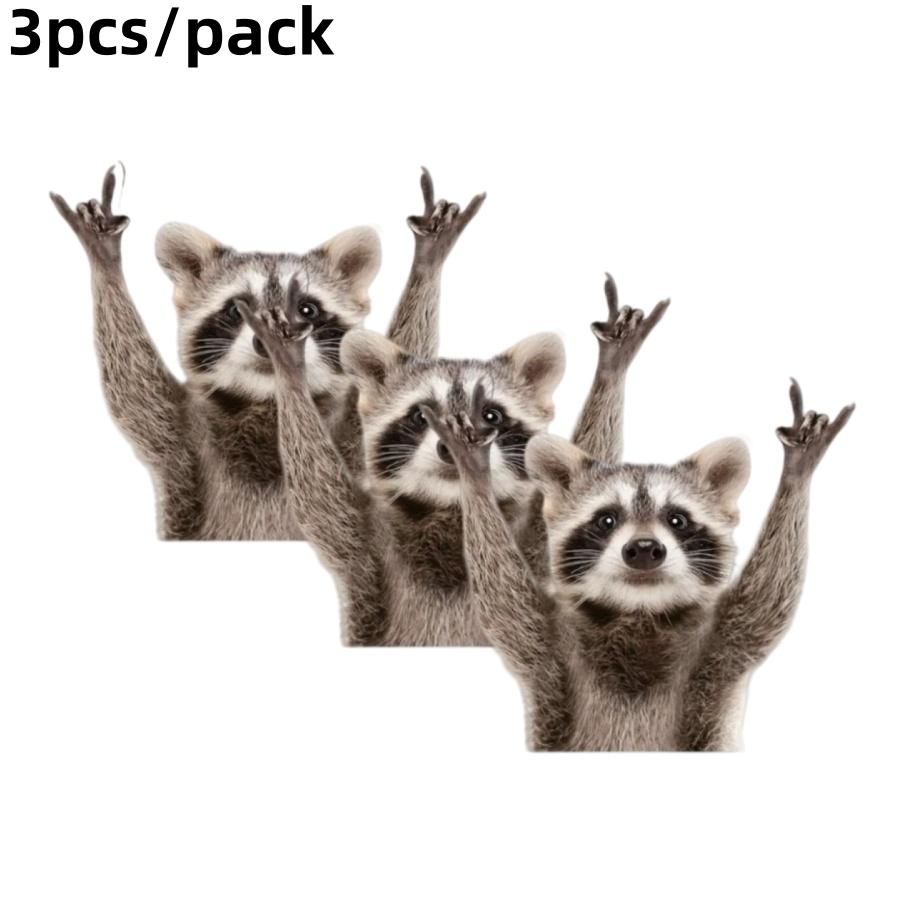 3pcs Cartoon Raccoon Stickers for Car Windows Home Door Stickers Window Stickers Holiday Decorations, Notebook, Phone, Luggage