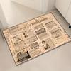 Retro Floor Mat Newspaper Pattern Washable Sofa Rug Doormat Waterproof Welcome Mat Rug For Bedroom Carpet For Live Room H