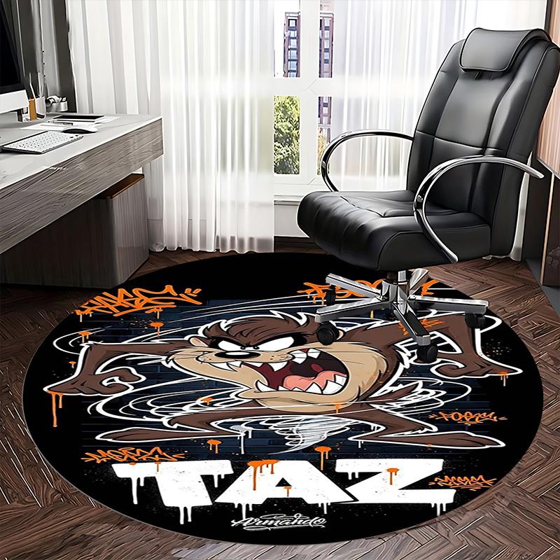Taz,Looney Tunes Chair mat Round Rug-Office carpet, Machine Washable, Non-slip, Suitable for Living Rooms, Bedrooms, Entryways, and Holiday-
