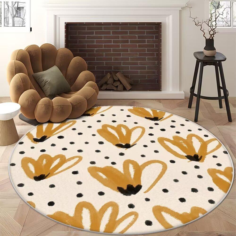 

Round Modern Abstract Geometric Pattern Carpet Soft Non Slip Rug For Living Room Bedroom Reading Corner Home Decor 60cm