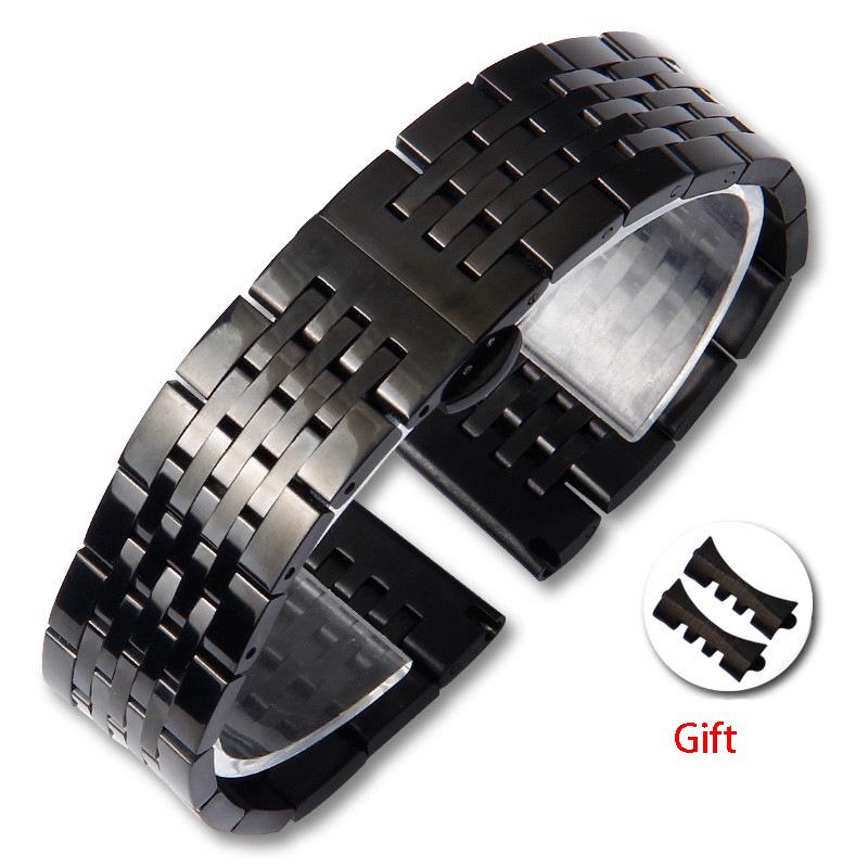 Stainless Steel Seven-Bead Watch Strap for Tissot T41, Elbow 12-24mm