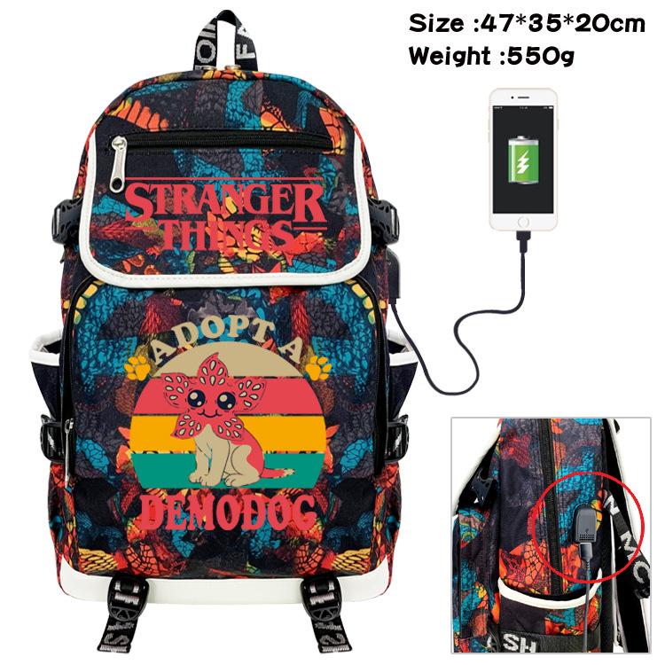 Stranger things Student backpack USB charging backpack