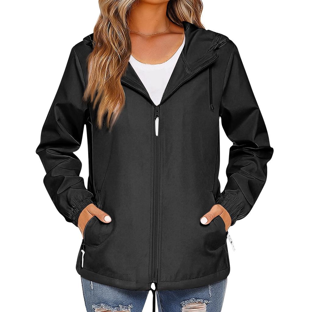 Women's Hooded Lightweight Outdoor Jacket Thin Solid Color Submachine Jacket