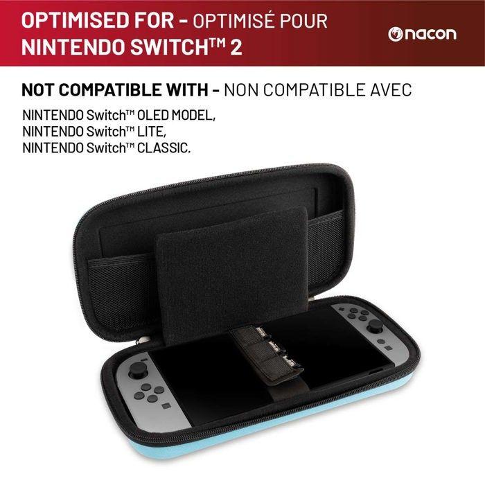 Nacon Pack De 3 Éléments Bleu Pour Switch 2 | 1 Pochette Rigide | 1 Protection D'écran | Boite De Rangement Pour Jeux