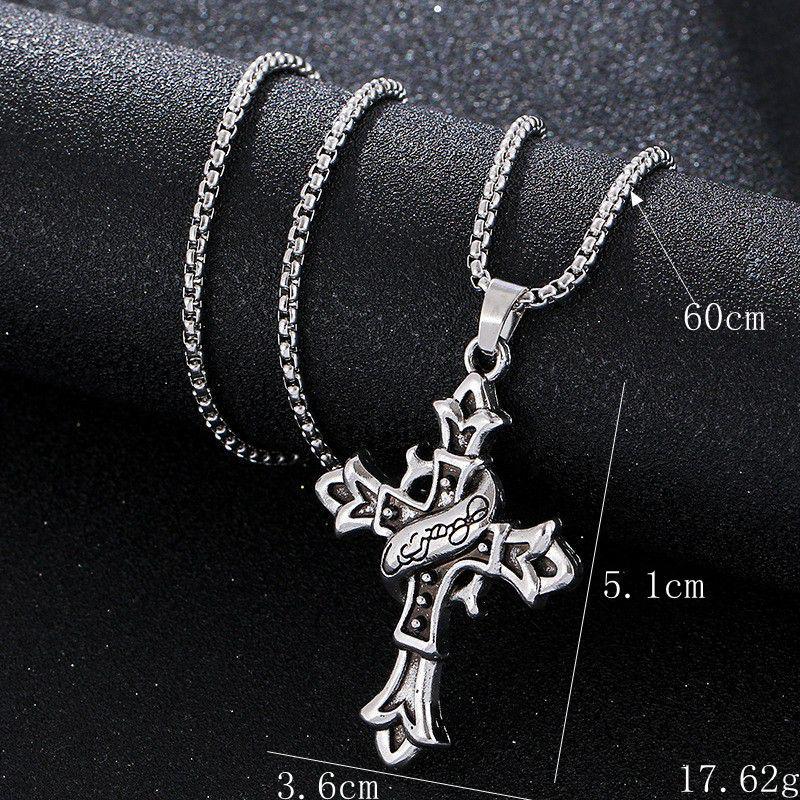 Retro Flower Pattern Cross Necklace: Unique Hip Hop Design