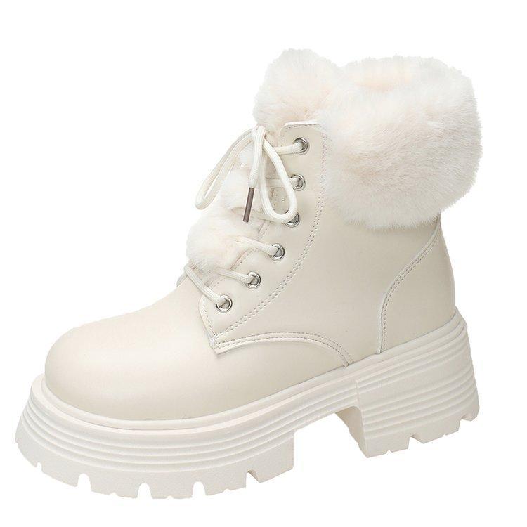 

Тепле бавовняне взуття Жіночі річні зимові м які потовщені зимові черевики Чоботи на товстій підошві 39 бежевий