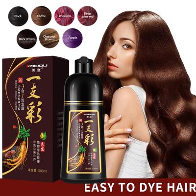 New Fashion Organic Natural Hair Dye Shampoo Ginseng Extract Black Hair Color Dye Shampoo For Cover Gray White Hair