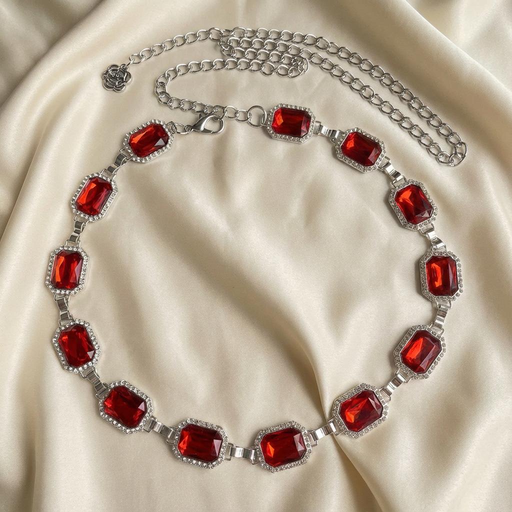 Elegant Square Rhinestone Waist Chain Skirt Cincher