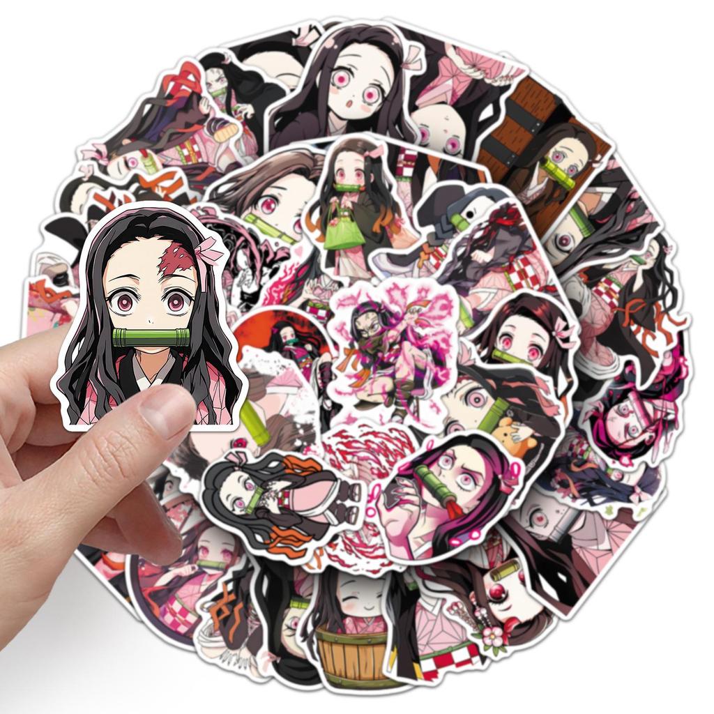 50 Nezuko Japanese Anime Stickers - Demon Slayer Skateboard & Computer Decor