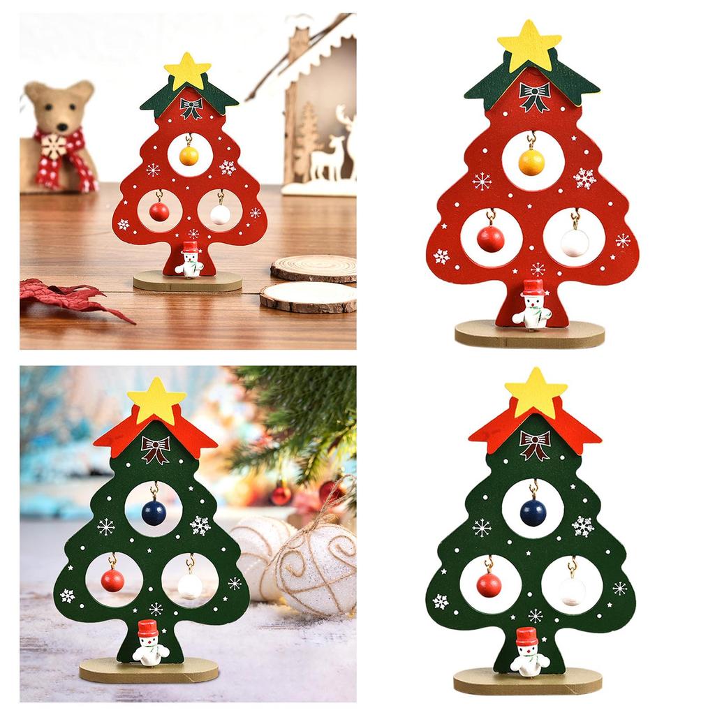 Tabletop Christmas Tree 13.7cm Small Xmas Trees Decoration Mini Wood Christmas Tree for Window Shelf Bedroom Party Countertop