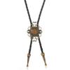 Unisex Southwest Inspired Bolo Tie Necklace Hip Hop Jewelry With Tribal Pendant And Practical PU Leather Metal Chain