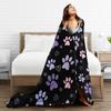 Dog Paw Print and Bone Flannel Blankets Autumn Warm Soft Throw Blanket for Children Bedroom Funny Bedspread Sofa Bed Cover