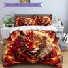 3pcs Golden Lion of Fire Bedding Set, Including 1 Quilt Cover and 2 Pillow Shams, Without Filling,