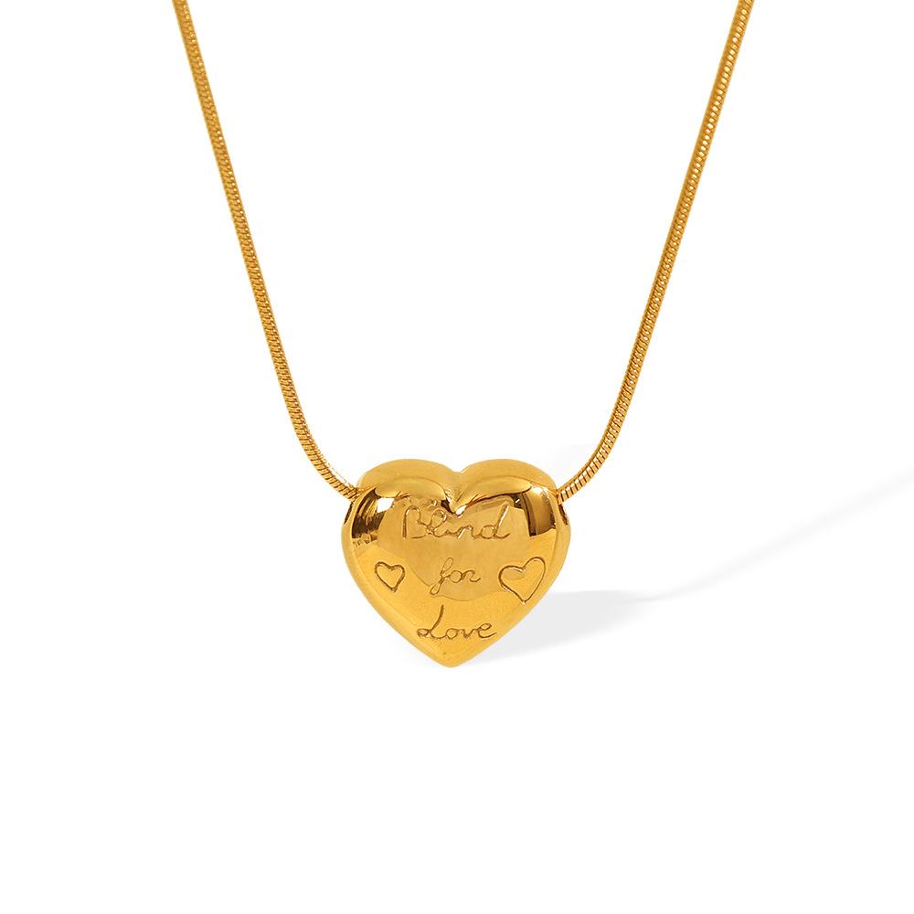 2026 Fashion Simple Plated 18k Gold Love Compact Necklace Femininity Versatile Clavicle Chain