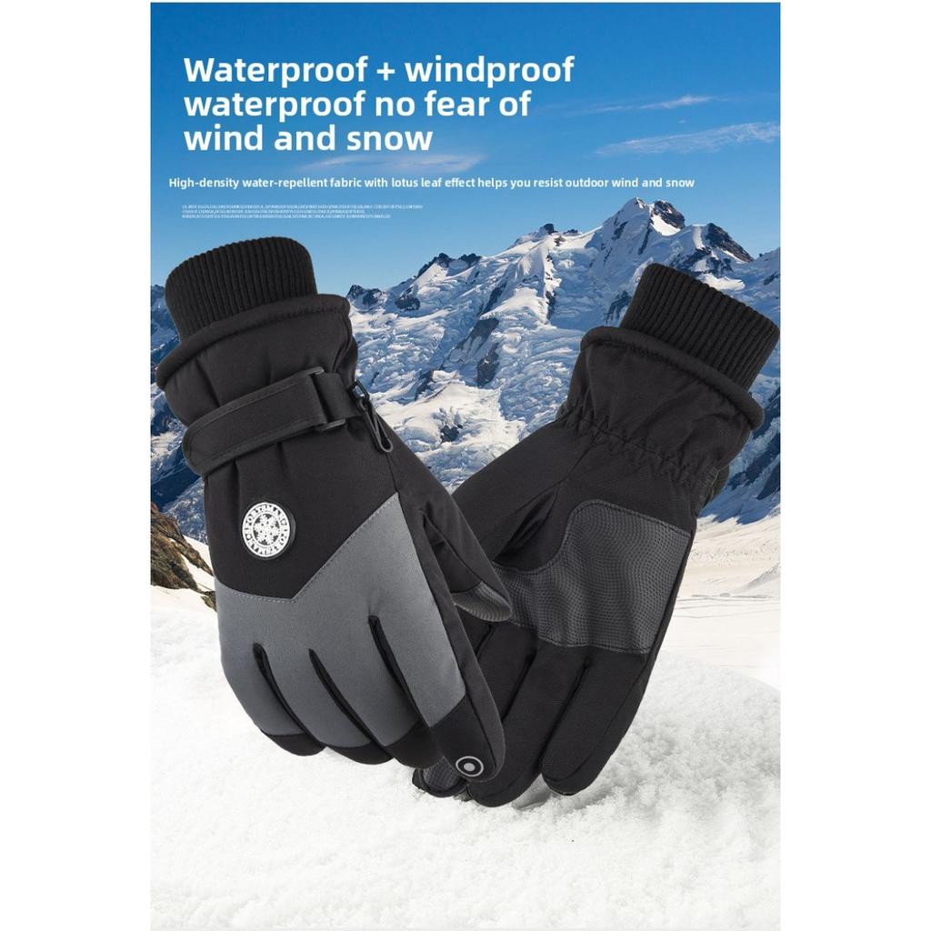 Ski Gloves for Men and Women, Windproof and Splash Proof In Autumn and Winter, Outdoor Motorcycle Riding, Plush and Thick Warm Gloves
