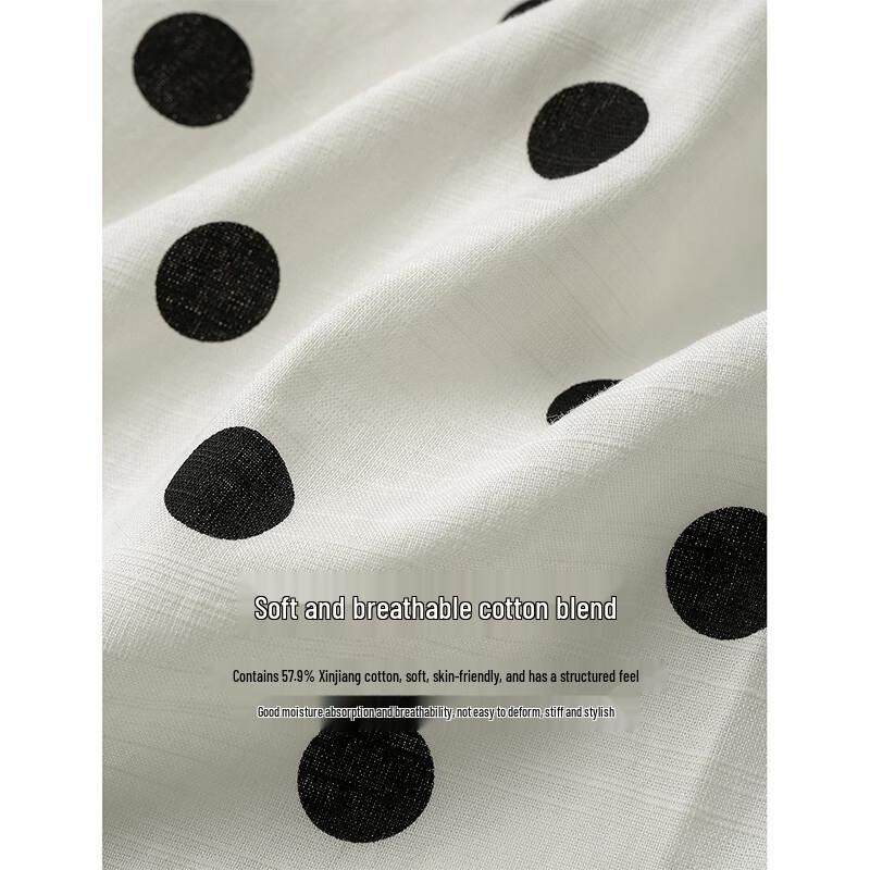 INMAN French V-Neck Polka Dot A-Line Sleeveless Dress