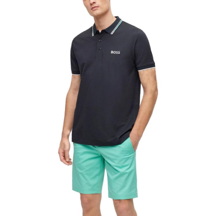 HUGO BOSS SS23 Polo Shirts Men's Dark Blue Crew Neck Moderate Straight Fit 50469094-403