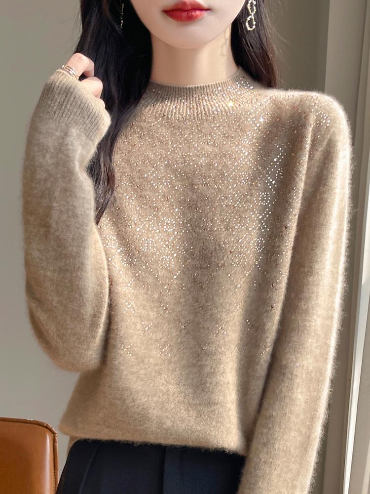 Women's Cashmere Sweater Qinghe Cashmere 30% Cashmere 70% Wool Autumn and Winter Cashmere Pullover Soft and Warm