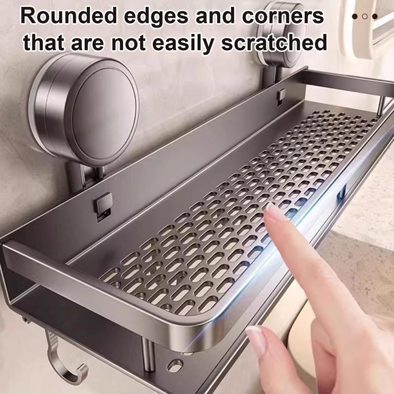 Suction Cup Mount Bathroom Shelf Multifunctional No Drill Hanging Bath Room Basket Household Shampoo Storage Rack Tray