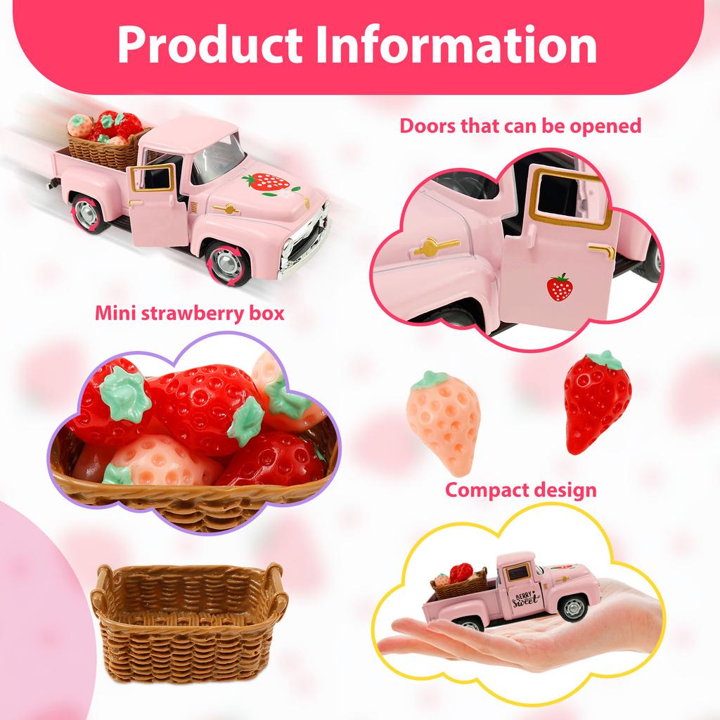 Strawberry Decor Vintage Truck Decor Tiered Tray Decor Strawberry Kitchen Centerpieces for Table Strawberry Shortcake Decoration