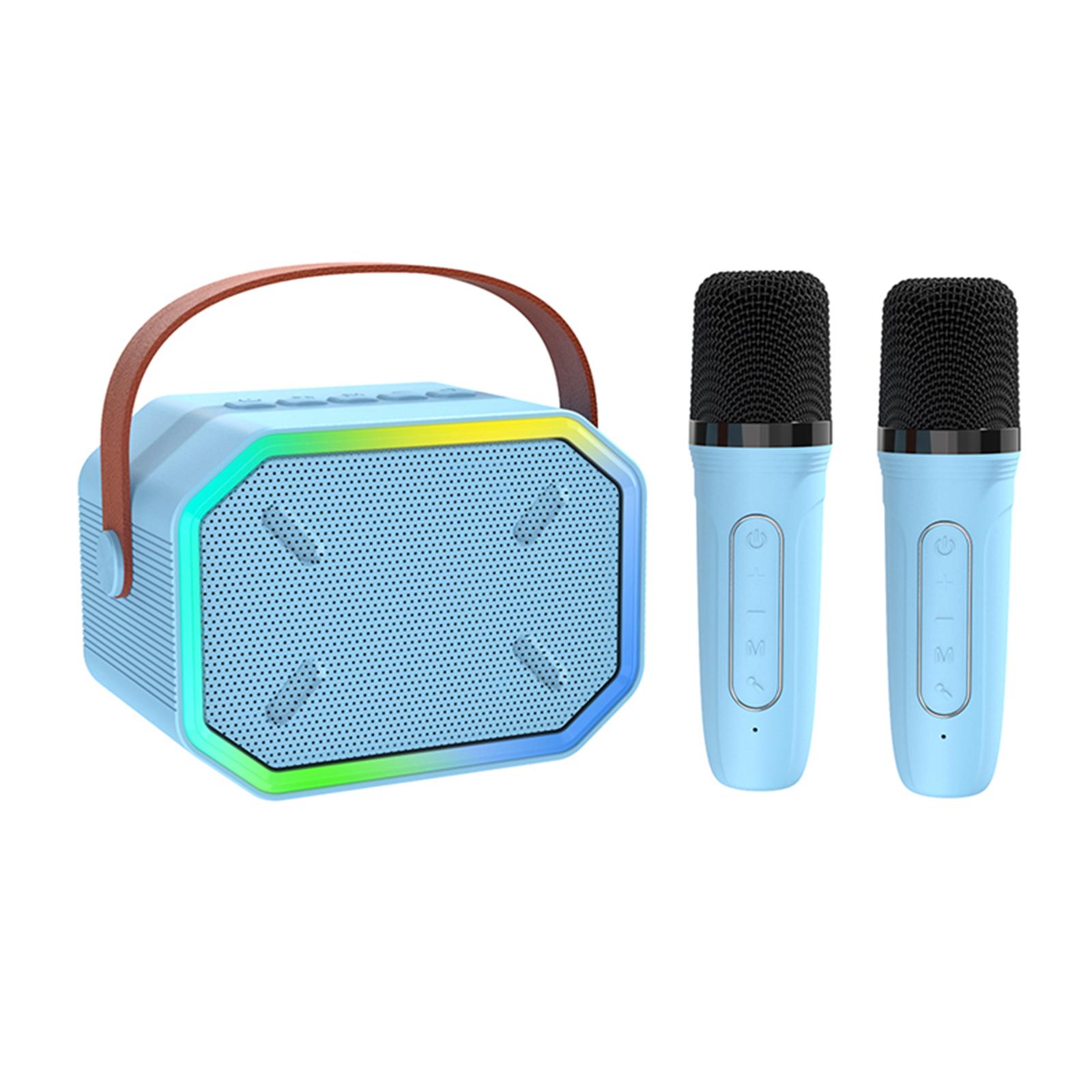 

Mini BT Karaoke Machine Karaoke Speaker з бездротовими мікрофонами Сліпучий кольоровий світловий ефект для 2 mics