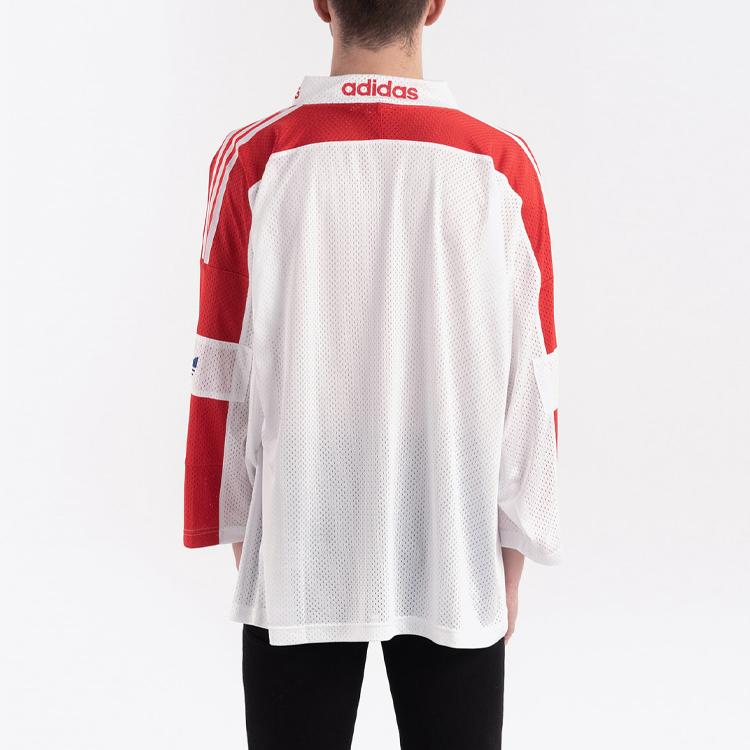 adidas Originals Blueliner Trefoil Mesh Three-Quarter Sleeve T-Shirt Men Tops White Red FM1586