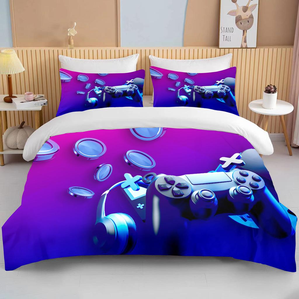 10 Sizes Beautiful Gamepad Patterned Bed Set Of Three  King Size Double Bed Bedding Set Microfiber Or Polyester Duvet Cover Set