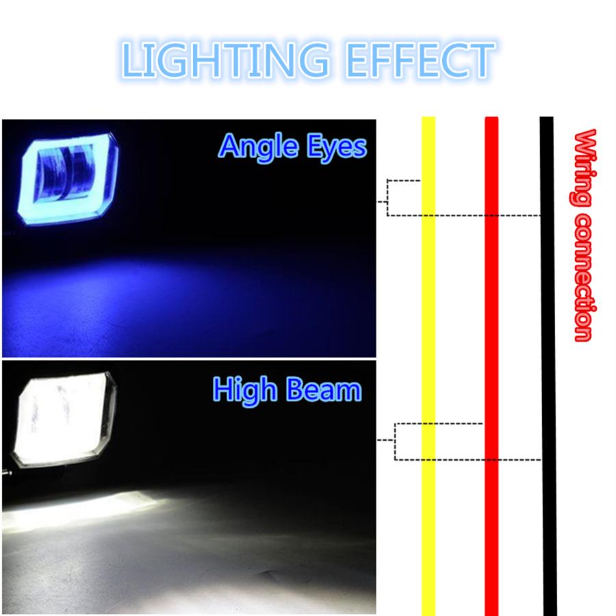 2PC 3Inch 12V 24V 6500K 40W Waterproof CREE LED Angel Eyes Light Bar Offroad Car Boat led Work Light Spot Light