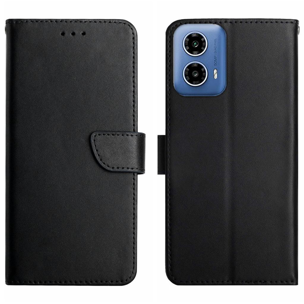 HT02 For Motorola Moto G45 5G/G34 5G Wallet Phone Case Nappa Texture Genuine Cow Leather Cover