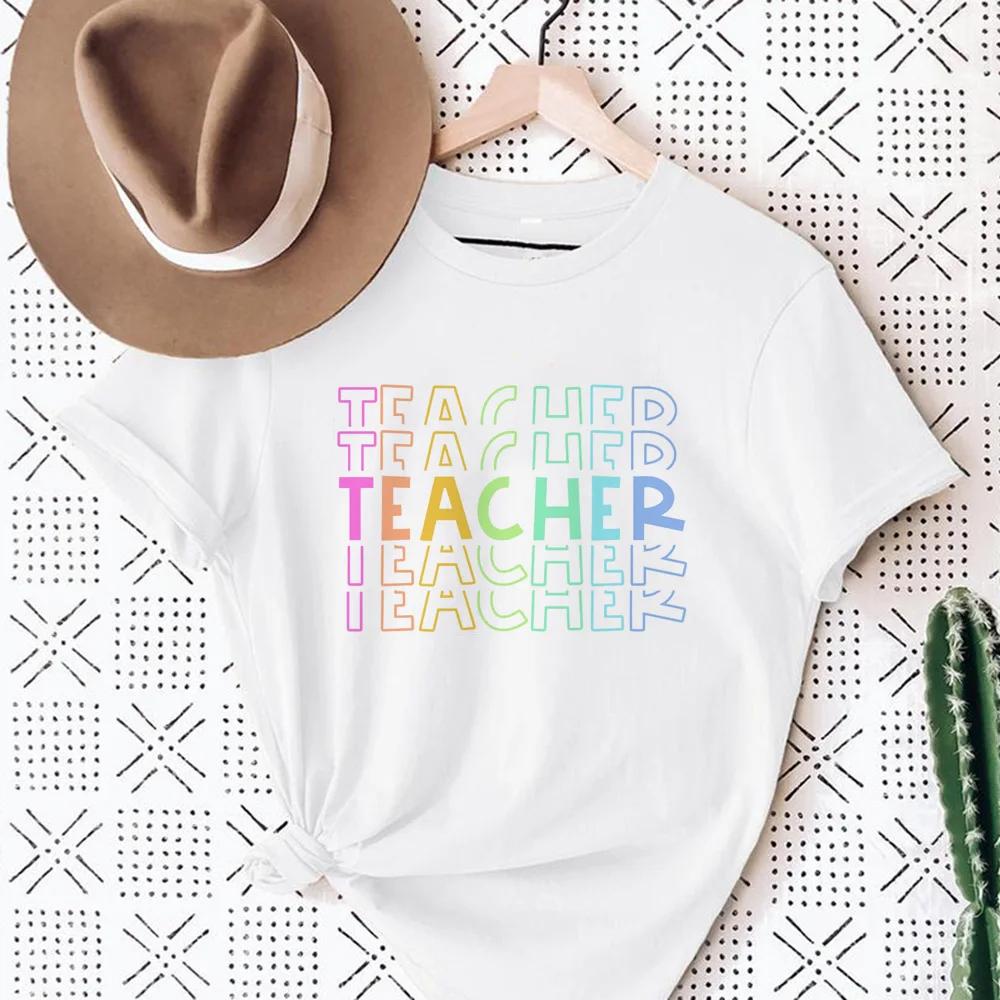 Womens Teach Love Rainbow Mama Graphic TShirt Harajuku Style Aesthetic Rainbow Print Modal Dress Casual Top for Women Cartoon
