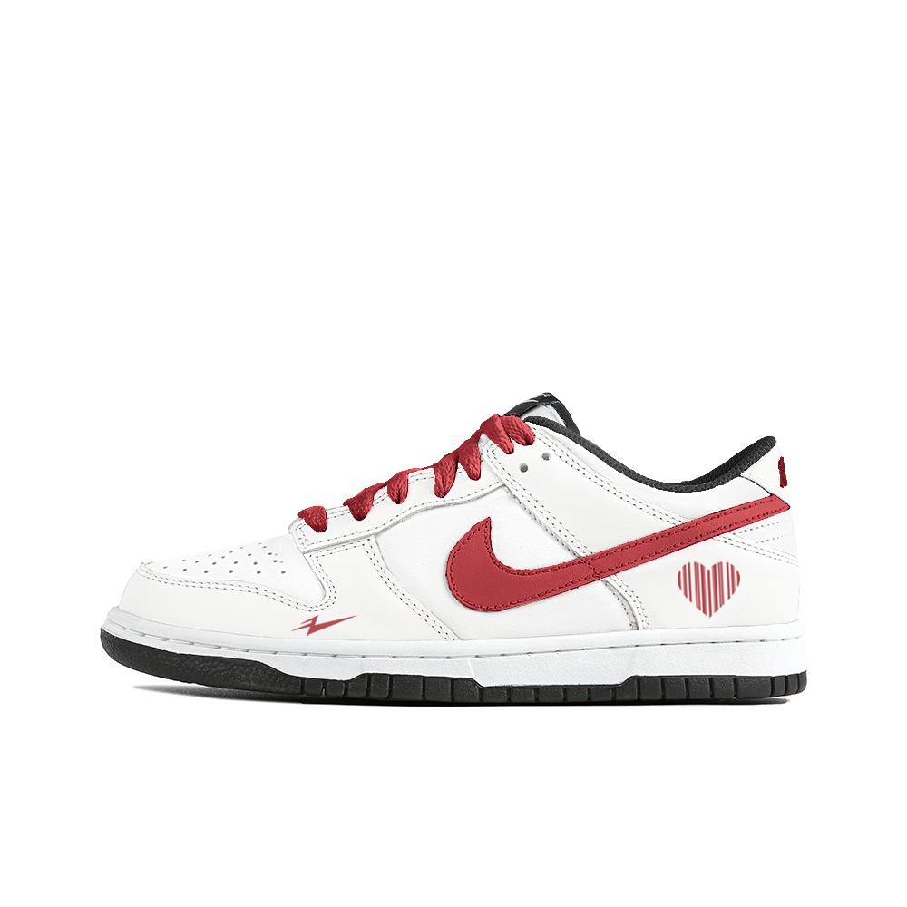 

Nike Dunk Slip Resistant Abrasion Resistant Low top Skateboard Shoes Unisex White Red DD1391-100(Team354-) 39
