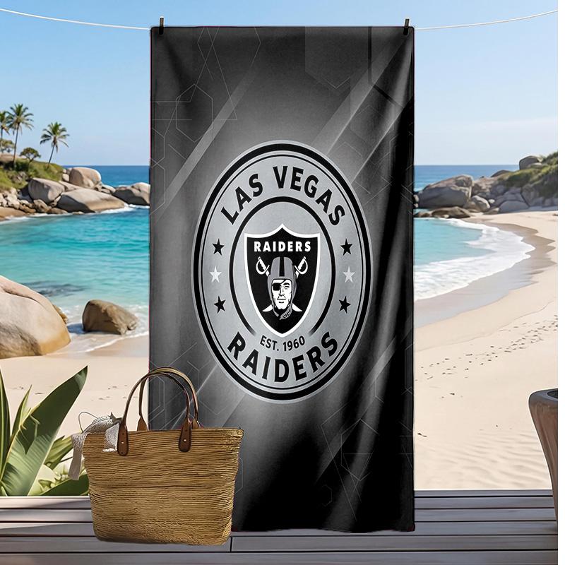 Asciugamano da Spiaggia Stampa Las Vegas Raiders Morbido Portatile Asciugatura Rapida?Asciugamano Asciutto Per Piscina Vacanza Estiva Sport all'Aperto