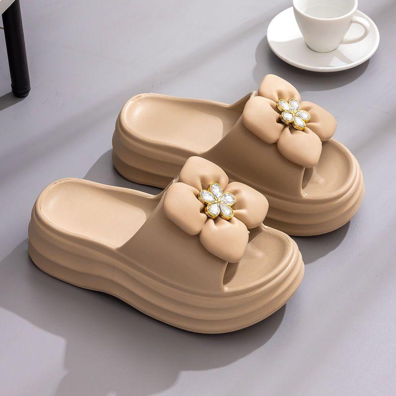 

2025 modish floral diamond EVA sandals for women summer outdoor beach bathroom slippers anti-slip thickened platform home shoes 39-40 хаки