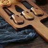 Cheese Plate Set with Natural Wood Board Knives Food-Grade Coating Moisture-Proof Semi-hard Cheese Board