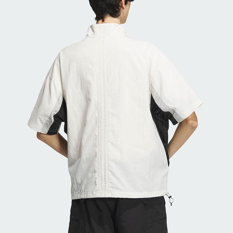 Adidas Future Style Woven Shirt Logo Color Blocked Casual Loose Short Sleeve Shirt Men Shirts Pink White JI9889