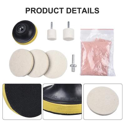 8Pcs Car Windshield Glass Scratch Remover Cerium Oxide Powder Glass Polishing Kit Auto Washing Maintenance Polish Disc