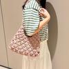 Summer Chic Solid Color Mesh Handbag Hollow Out Knitted Shoulder Bag Beach Tote Bag for Women